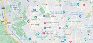 Mapa para Vivir en Chamberí, Uno de los distritos más elegantes de Madrid. Precios compra venta de viviendas.
